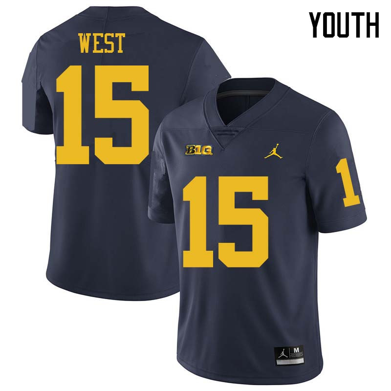 Jordan Brand Youth #15 Jacob West Michigan Wolverines College Football Jerseys Sale-Navy
